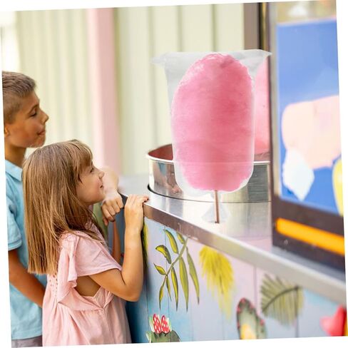 Amosfun 100pcs Cotton Candy Bags Packaging for Cotton Candy Sticks Cones and Snacks for Festivals Parties and Events Lightweight and Easy to Use in Saudi Arabia