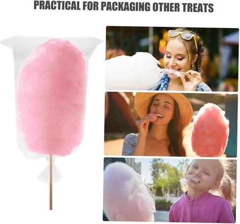 Amosfun 100pcs Cotton Candy Bags Packaging for Cotton Candy Sticks Cones and Snacks for Festivals Parties and Events Lightweight and Easy to Use in Saudi Arabia