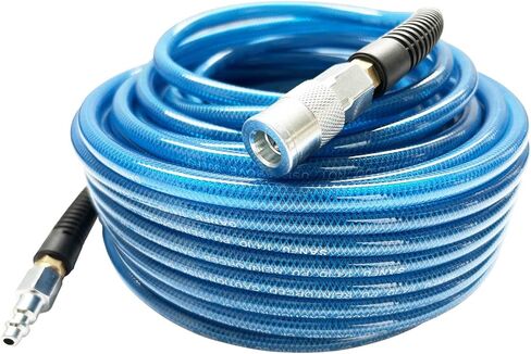 SANFU Polyurethane(PU) 1/4-Inch x 100ft Reinforced, Air Hose with 1/4" Swivel Solid Brass Quick Coupler and Plug, Brown(100’) in Saudi Arabia