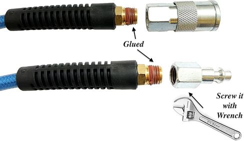 SANFU Polyurethane(PU) 1/4-Inch x 100ft Reinforced, Air Hose with 1/4" Swivel Solid Brass Quick Coupler and Plug, Brown(100’) in Saudi Arabia