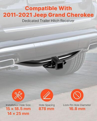 VEVOR Class 3 Trailer Hitch, 2-Inch Receiver, Compatible with 2014-2019 Toyota Highlander, Q345B Steel Tube Frame, Multi-Fit Hitch to Receive Ball Mount, Cargo Carrier, Bike Rack, and Tow Hook, Black in Saudi Arabia