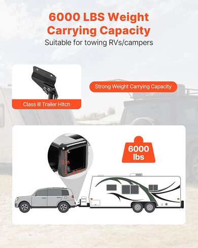 VEVOR Class 3 Trailer Hitch, 2-Inch Receiver, Compatible with 2014-2019 Toyota Highlander, Q345B Steel Tube Frame, Multi-Fit Hitch to Receive Ball Mount, Cargo Carrier, Bike Rack, and Tow Hook, Black in Saudi Arabia