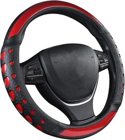 Carbon Fiber Steering Wheel Cover Fashion Heart Car Steering Wheel Cover Non-Slip Size 38CM Steering Wheel High Mass Interior Accessories Protector Universal Fit(Purple) in Saudi Arabia
