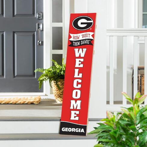 NCAA University of Georgia Wood Porch Leaner, 47" College Sports Porch Sign, Collegiate Team Welcome Board Signs Outdoor for Front Door Yards in Kuwait