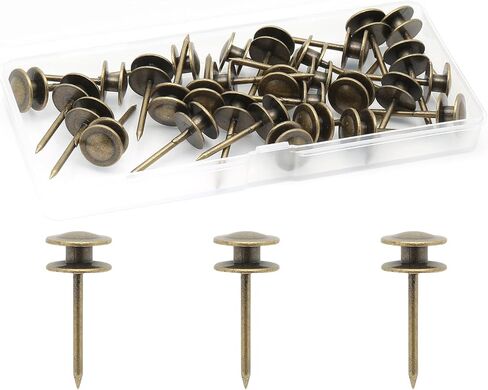 Rierdge Double-Headed Nails for Hanging Pictures, 60 Pcs Wall Nails for Hanging Paintings Decorative Push Pin Hangers Nails for Drywall Cork Board Photo, Bronze in Saudi Arabia
