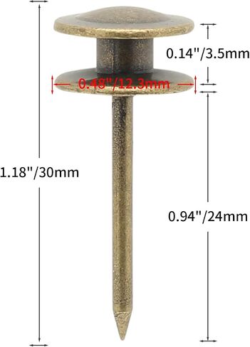Rierdge Double-Headed Nails for Hanging Pictures, 60 Pcs Wall Nails for Hanging Paintings Decorative Push Pin Hangers Nails for Drywall Cork Board Photo, Bronze in Saudi Arabia