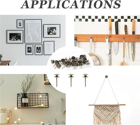 Rierdge Double-Headed Nails for Hanging Pictures, 60 Pcs Wall Nails for Hanging Paintings Decorative Push Pin Hangers Nails for Drywall Cork Board Photo, Bronze in Saudi Arabia
