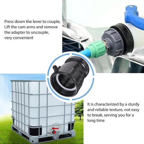 Healifty Cam Fitting 2 Inch IBC Tote Hose Valve Camlock Adapter Connector Abs, Leak-Proof Seal for Drinking Water and Food Grade Applications 3.26X3.26X2.95in Black in Saudi Arabia