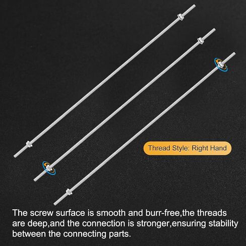12-Pack Fully Threaded Rod, M4x100mm 201 Stainless Steel Right Hand Thread Bar Studs with Hex Nuts and Washers for Furniture Anchor Bolts/Clamps/U-Bolts/Beaded Garden Stake Rods in Saudi Arabia