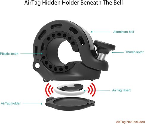 Bicycle Bell Hidden Hidden حامل لـ Airtag ، جرس الدراجات للمدينة ، دراجة الطريق ، MTB ، سكوتر ، دراجة الأطفال ، الدراجة الإلكترونية ، يناسب 0.87-1.25 في (22.2-31.8 ملم) مقابض ، مضاد للسرقة للأطفال البالغين ، ملحقات الدراجة ، in Saudi Arabia