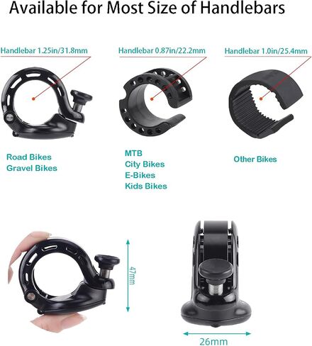 Bicycle Bell Hidden Hidden حامل لـ Airtag ، جرس الدراجات للمدينة ، دراجة الطريق ، MTB ، سكوتر ، دراجة الأطفال ، الدراجة الإلكترونية ، يناسب 0.87-1.25 في (22.2-31.8 ملم) مقابض ، مضاد للسرقة للأطفال البالغين ، ملحقات الدراجة ، in Saudi Arabia