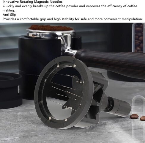 Coffee Stirrer Tool Rotation,Espresso Distribution Tool with Magnetic Base for Barista, Adjustable Depth Needle Distributor Tool (51) in Saudi Arabia