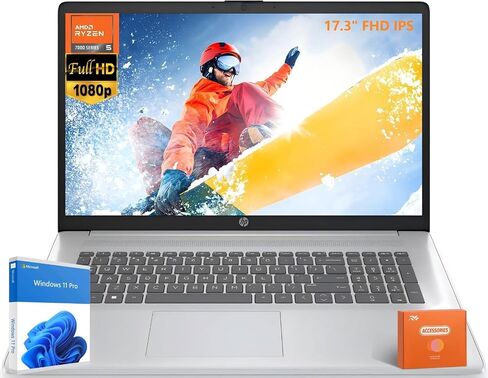 HP 17 بوصة كمبيوتر محمول ، مكتب مدى الحياة ، 17.3 "عرض IPS FHD ، AMD Ryzen 5 (Beats I7-11370H) ، AMD Radeon Graphics ، 64 GB RAM ، 2 TB SSD ، Wi-Fi 6 ، WebCam ، Long Battery Life ، Windows 11 Pro ، Rh-Acccessors in Kuwait