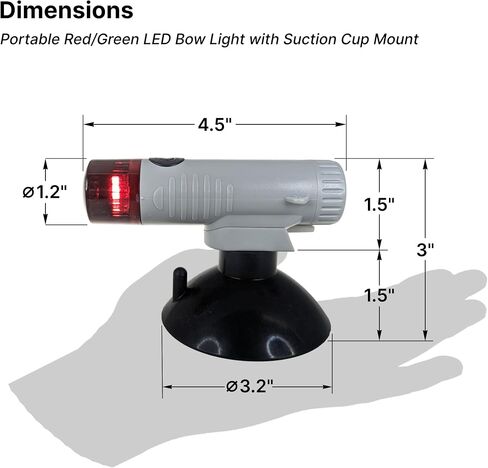 Pactrade Marine Battery Navigation Lights for Boats LED - Portable Red/Green Bow Light (Suction Cup Mount) - Kayak Fishing Accessories, Jon Boat Accessories Marine in Saudi Arabia