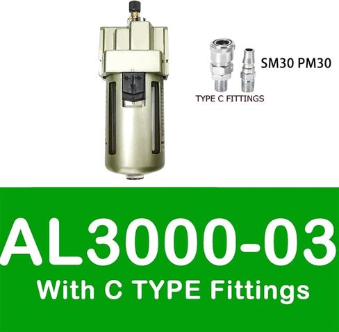AL2000-02 AL3000-03 AL4000-04 Lubricator Pneumatic Components Model Flow Rate C Type PC Fittings Connector (Color : with C Type Fittings) in Saudi Arabia
