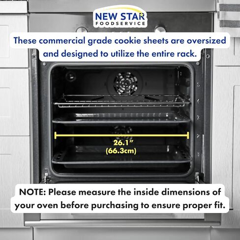 New Star Foodservice Commercial-Grade 18-Gauge Aluminum Sheet Pan/Bun Pan (18 L x26 W x1 H(Full Size) Pack of 12 Measure Oven) in Saudi Arabia