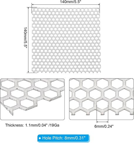 Patikil 5.5 "× 5.5" صفائح معدنية مثقبة ، 19GA 0.24 "Hexagonal Hole 304 Mesh Stagger Mester STAGGER موسع مثقب in Saudi Arabia