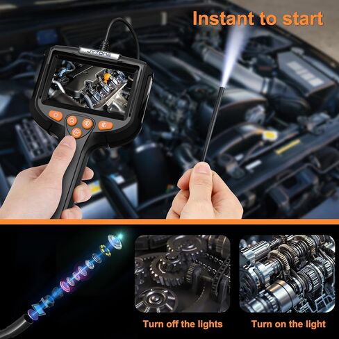 Endoscope Camera with Light, 5.5mm Waterproof Borescope with 4.3" HD Screen, 6.6ft Semi-Rigid Cable for Automotive, Plumbing, Pipe Inspection in Saudi Arabia
