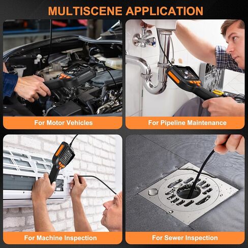 Endoscope Camera with Light, 5.5mm Waterproof Borescope with 4.3" HD Screen, 6.6ft Semi-Rigid Cable for Automotive, Plumbing, Pipe Inspection in Saudi Arabia