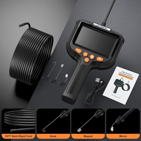 Endoscope Camera with Light, 5.5mm Waterproof Borescope with 4.3" HD Screen, 6.6ft Semi-Rigid Cable for Automotive, Plumbing, Pipe Inspection in Kuwait