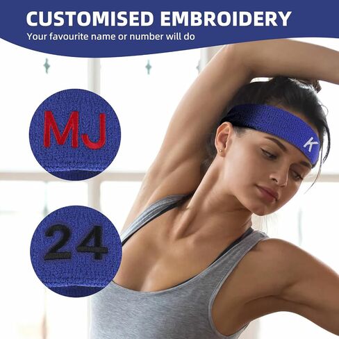 Personalized Sport Wrist Bands,Embroidered Baseball Wrist Bands,Soft & Stretchy Sports Wrist Bands for Men & Women – 4 Multiple Colors Wristbands Option in Saudi Arabia