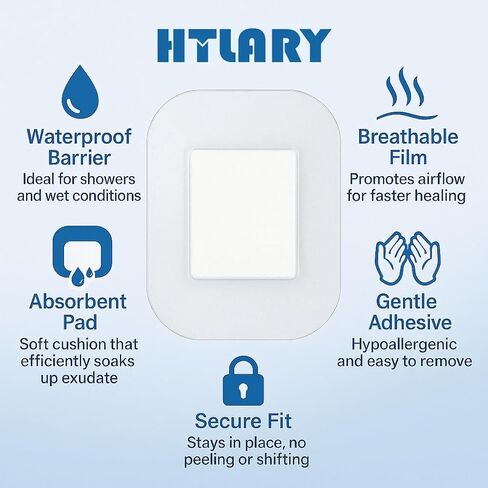 Waterproof Transparent Film Dressing with Absorbent Pad 50-Pack Sterile Adhesive Bandages Post-Surgical Wound Cover, Protective Barrier for Sensitive Skin (2.7''x4'') in Kuwait