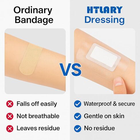 Waterproof Transparent Film Dressing with Absorbent Pad 50-Pack Sterile Adhesive Bandages Post-Surgical Wound Cover, Protective Barrier for Sensitive Skin (2.7''x4'') in Kuwait