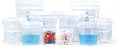 5 Gallon Bucket with Lid, Food Grade Buckets - Multi-Size Set (5gallon, 1Qt, 3Qt, 5Qt, 10Qt) with Scales, Heavy-Duty Plastic Buckets w/Handles, BPA-Free, Easy Stacking for Home/Commercial Use in Kuwait