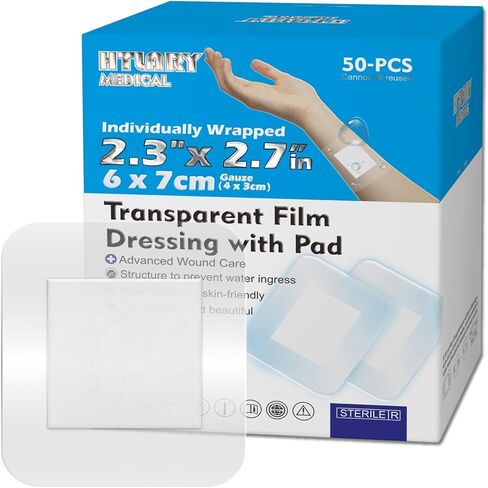 Waterproof Transparent Film Dressing with Absorbent Pad 50-Pack Sterile Adhesive Bandages Post-Surgical Wound Cover, Protective Barrier for Sensitive Skin (2.7''x4'') in Kuwait