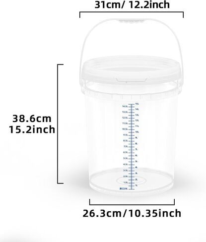 5 Gallon Bucket with Lid, Food Grade Buckets - Multi-Size Set (5gallon, 1Qt, 3Qt, 5Qt, 10Qt) with Scales, Heavy-Duty Plastic Buckets w/Handles, BPA-Free, Easy Stacking for Home/Commercial Use in Kuwait
