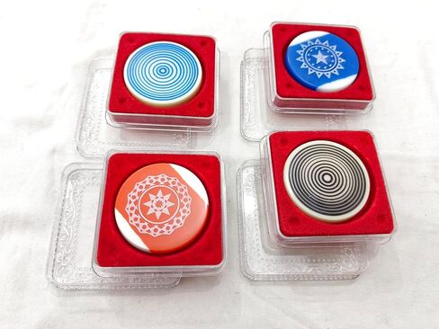 Carrom Board Striker Tournament Carrom Striker with Designer Case Original Quality Pool Ball Striker Smooth Finish for International Championship & Professionals Player Choice Assorted (Pack of 4) in Saudi Arabia