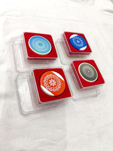 Carrom Board Striker Tournament Carrom Striker with Designer Case Original Quality Pool Ball Striker Smooth Finish for International Championship & Professionals Player Choice Assorted (Pack of 4) in Saudi Arabia