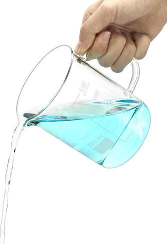 QWORK Beaker with Handle, 500ml Measuring Cup, Borosilicate Glass,Beaker Mug with Pouring Spout, 4 Pack in Saudi Arabia