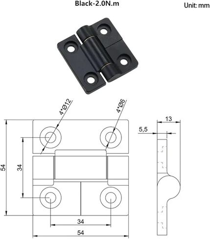 Zinc Alloy Torque Square Dampers Hinge with Random Stop Function 1Pcs(Black-2.0N.m) in Kuwait