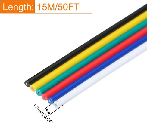 MECCANIXITY 24 Gauge 6 Conductor Electrical Wire Tinned Copper Cable 39FT Flexible Stranded Hook-up Wire for LED Strips Lamps Residential Wiring Car Circuit in Saudi Arabia