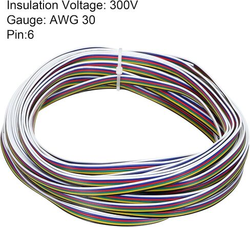MECCANIXITY 24 Gauge 6 Conductor Electrical Wire Tinned Copper Cable 39FT Flexible Stranded Hook-up Wire for LED Strips Lamps Residential Wiring Car Circuit in Saudi Arabia