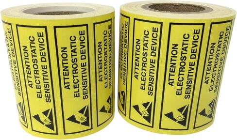 ملصقات تحذير ESD - 2x.625 بوصة (2 "x5/8") انتباه الجهاز الإلكتروستاتيكي الحساس الملصق الذاتي 1 لفة من 500 ملصقات in Saudi Arabia