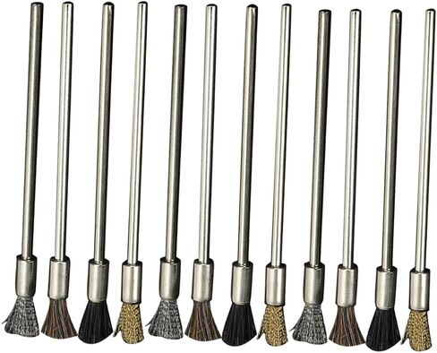 Pretyzoom 12pcs فرشاة سلك الفولاذ المقاوم للصدأ تشمل شعر خرطوم النحاس وفرش شعر الخنازير لإزالة الصدأ الطحن الكهربائي وتلميع الأخاديد الضيقة in Saudi Arabia