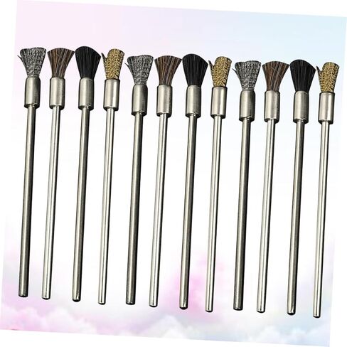 Pretyzoom 12pcs فرشاة سلك الفولاذ المقاوم للصدأ تشمل شعر خرطوم النحاس وفرش شعر الخنازير لإزالة الصدأ الطحن الكهربائي وتلميع الأخاديد الضيقة in Saudi Arabia