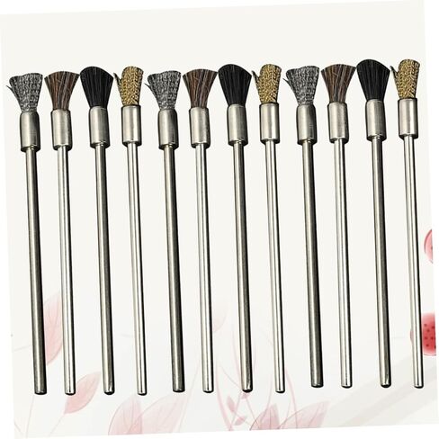 Pretyzoom 12pcs فرشاة سلك الفولاذ المقاوم للصدأ تشمل شعر خرطوم النحاس وفرش شعر الخنازير لإزالة الصدأ الطحن الكهربائي وتلميع الأخاديد الضيقة in Saudi Arabia
