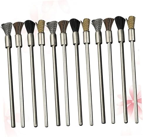 Pretyzoom 12pcs فرشاة سلك الفولاذ المقاوم للصدأ تشمل شعر خرطوم النحاس وفرش شعر الخنازير لإزالة الصدأ الطحن الكهربائي وتلميع الأخاديد الضيقة in Saudi Arabia