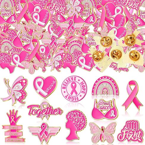60 Pcs Cancer Awareness Lapel Pins Bulk All Cancer Awareness Items Supplies for Hats Backpacks Bags Women Gifts in Kuwait