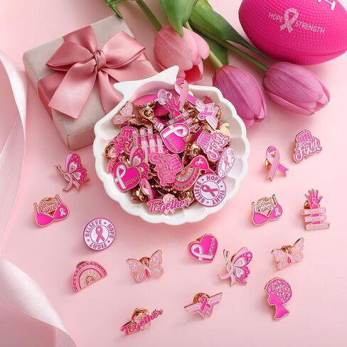 60 Pcs Cancer Awareness Lapel Pins Bulk All Cancer Awareness Items Supplies for Hats Backpacks Bags Women Gifts in Kuwait