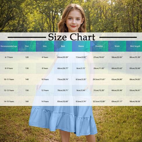Girls Dresses Tie Dye Summer Maxi Dress Short Sleeve Beach Sundress Casual Midi Dresses Flowy Swing Dress 6-15 Years in Saudi Arabia