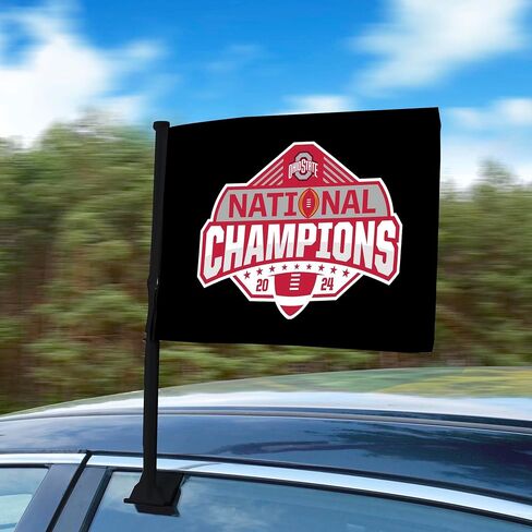 FANMATS Car Flag Large 2 pc 11" x 14" Ohio State 2024-25 CFP National Champion Universal Car Flag -Show your Buckeye Pride On Game Day or Just Around Town - Fits Cars, Campers, RV, SUVs- 2 Flags in Saudi Arabia