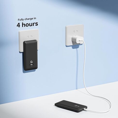 Brand Q 10000mAh Portable Charger with Built-in Cables and AC Wall Plug, USB C Fast Charging Power Bank with 3 Cords,5 Output External Battery Pack Compatible with iPhone,Tablet and All Smart Phones in Kuwait