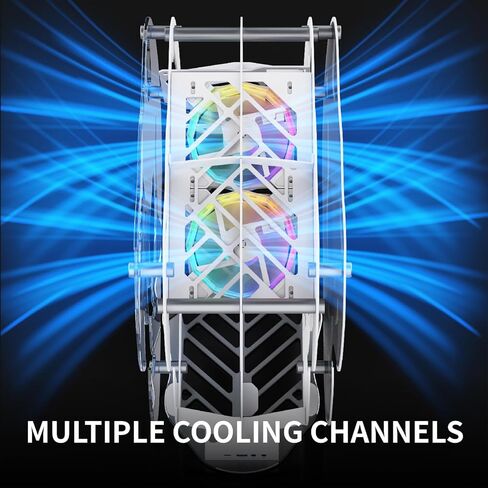 ألعاب PC Case مفتوحة الإطار متوسطة السبر Micro-ATX/MINI-ITX-الألواح الزجاجية المقسمة ، تدفق الهواء العالي ، مراوح ArgB ، منفذ USB-C ، تصميم خالٍ من الأدوات (أبيض ، مع المعجبين فقط) in Kuwait