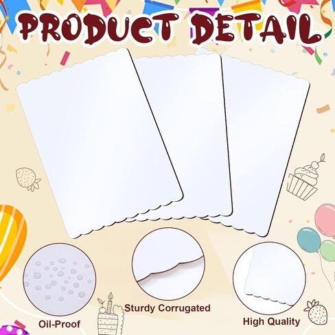 Maxdot 20 Pcs 26 x 18 Inch Rectangle Cake Boards Disposable Single Wall Cake Pad Scalloped Full Sheet Dessert Base White Corrugated Pastry Food Tray Plate for Pizza Display Holiday Party Supplies in Saudi Arabia