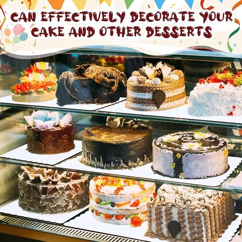 Maxdot 20 Pcs 26 x 18 Inch Rectangle Cake Boards Disposable Single Wall Cake Pad Scalloped Full Sheet Dessert Base White Corrugated Pastry Food Tray Plate for Pizza Display Holiday Party Supplies in Saudi Arabia
