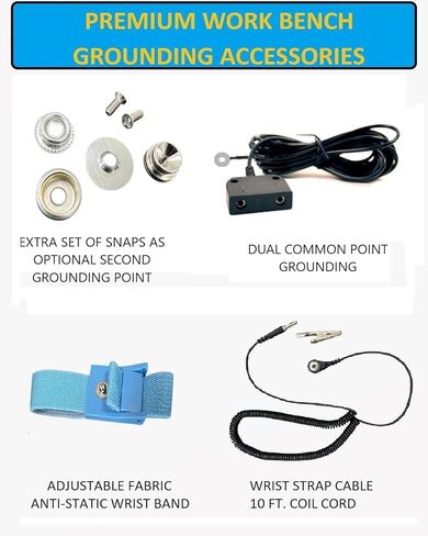 Groundhug by Scientific Americas - ESD Anti Static Mat - Soldering Mat with Anti Static Wrist Strap & Dual Common Point Grounding Cable - Heat Resistant, Dual Layer Rubber - 2.5' x 4', Blue in Saudi Arabia